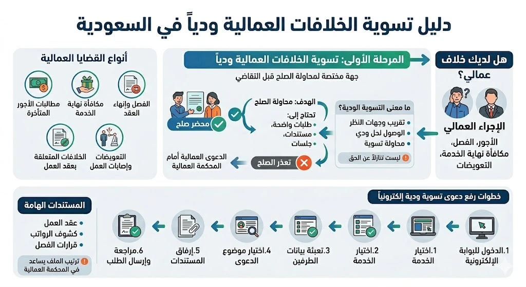 انفوغرافيك تسوية الخلافات العمالية