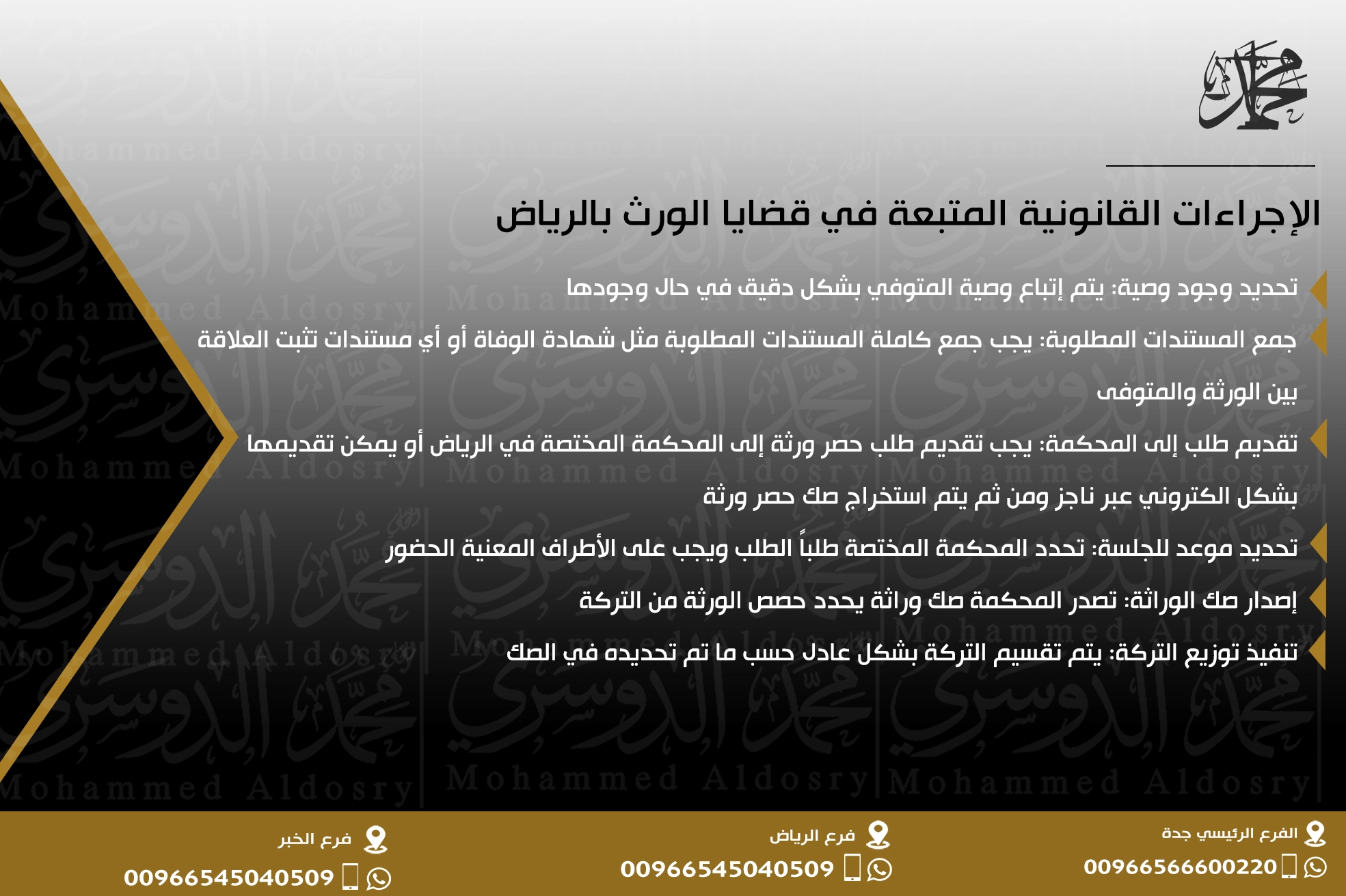 الإجراءات القانونية المتبعة في قضايا الورث بالرياض