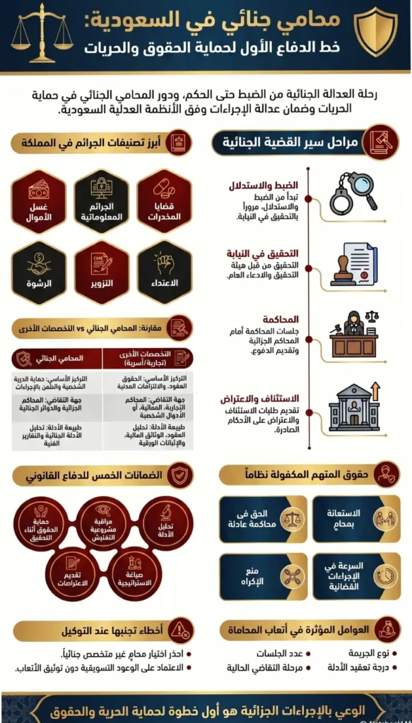 استشارة قانونية مع محامي جنائي في السعودية لتقييم الموقف القانوني