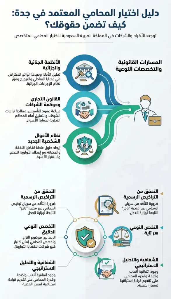 لقطة احترافية تظهر مقر شركة محاماة معتمدة، تعبر عن الكفاءة التي يمتلكها محامي جدة السعودية في الأنظمة القضائية.