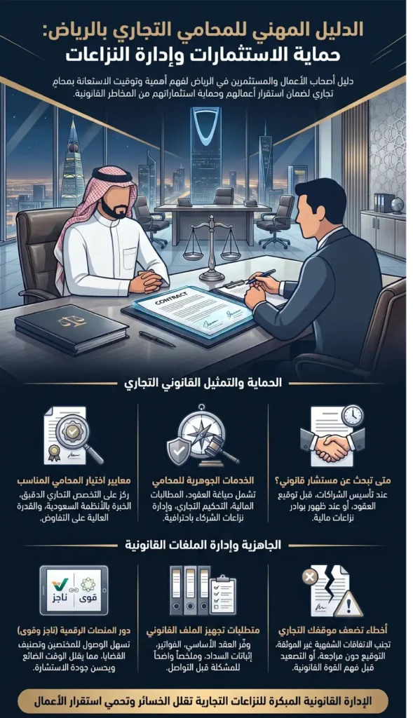مطرقة القاضي وميزان العدالة يرمزان لخدمات محامي تجاري بالرياض لتمثيل الشركات وتأسيسها.