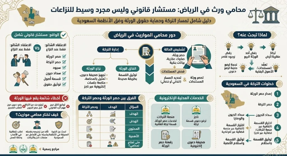 انفوغرافيك محامي ورث في الرياض